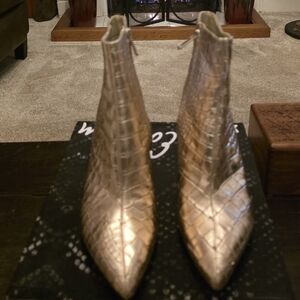 Sam Edelman Metallic Croc-Embossed Ankle Boots